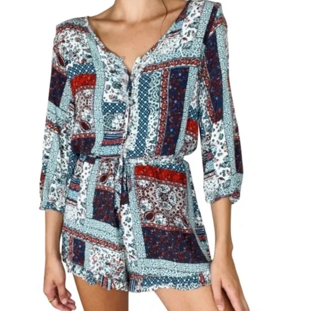 Mossimo Supply Co. Multicolor Patchwork Romper - image 1